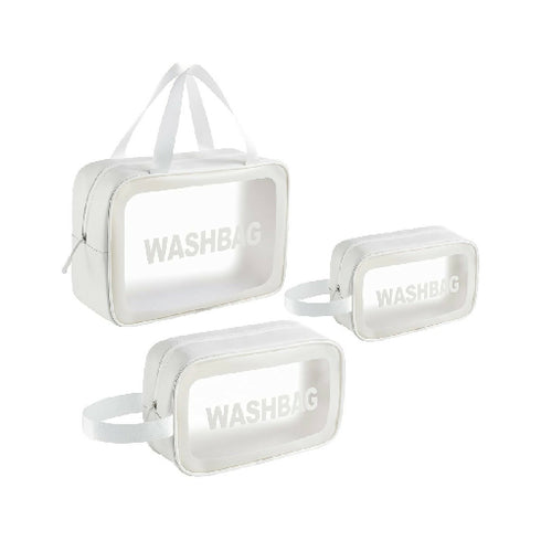 Clear Travel Bag with 3 PCS-White